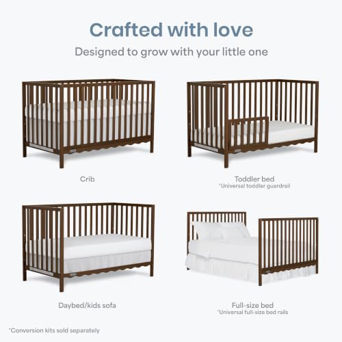 Image of Dream On Me Synergy Wave 5-in-1 Convertible Full Size Baby Crib, Walnut