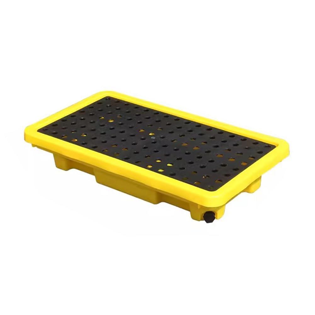 SGKOMN Industrial Spill Containment Platform - Modular Spill Containment Pallet, Resistent Plastic Tray for Spill Control, Ideal for Safety and Environmental Protection, Yellow-66 * 36 * 12cm