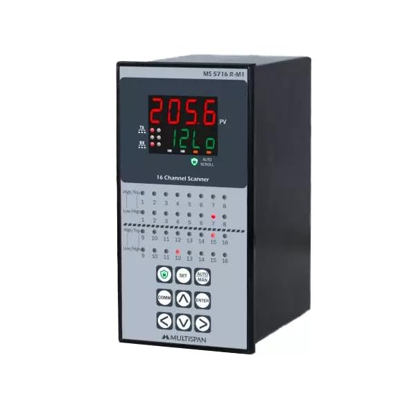 Multispan MS-5716R-M1 Temperature Process Scanner 8 relay + RS485 Modbus 192 x 96 x 168