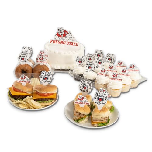 Desert Cactus Fresno State FS Bulldogs Food Picks Cupcake and Cake Toppers Cake Pop Sticks - 25 Pcs Party Supplies and Decorations
