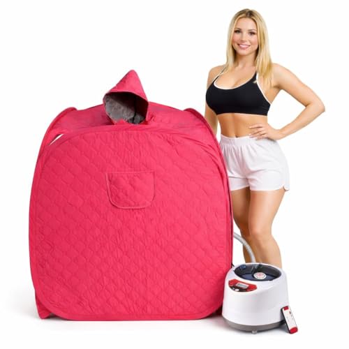 Image of Portable Sauna for Home Full Body Personal Sauna Steam at Home Spa with 2L 1000W Steam Generator, 90 Minute Timer, Remote Control (DARK PINK)