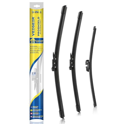 3 Pack Windshield Wiper Blades Compatible with Ford Explorer 2022 2021 2020 2019 2018 2017 2016 2015 2014 2013 2012 2011 Front Rear Wipers Blade Set for My Car - 26 22 11(A283H)