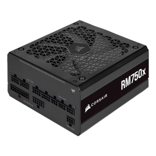 Corsair RM750x 80 PLUS Gold Fully Modular 750 Watt ATX Power Supply (135 mm Fan with Magnetic Levitation Bearing, Comprehensive Compatibility, Japanese Capacitors, Extremely Fast Wake Up) EU - Black
