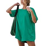 Balimtoy Women Summer Casual Rompers Short Sleeve Backless Hot Shot Onesie Loose Athletic Beach Lounge Shorts Jumpsuit