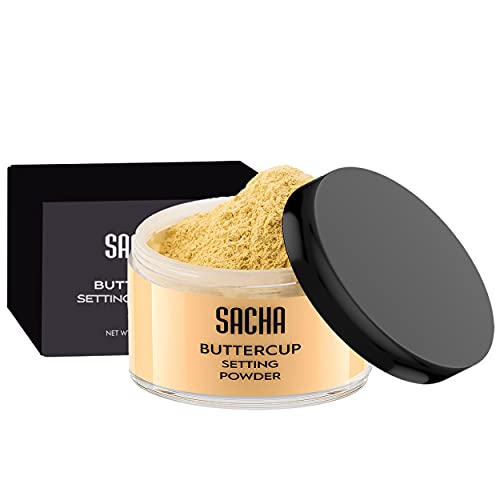 Sacha Buttercup Setting Powder. No Ashy Flashback. Blurs Fine Lines And Pores. Loose, Translucent Face Powder To Set Makeup Foundation Or Concealer. For Medium To Dark Skin Tones, 1.25 Oz. #TOP1