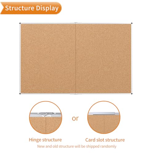 VIZ-PRO 72" x 48" Large Cork Bulletin Board, Foldable & Wall-Mounted Notice Pin Board with Silver Aluminum Frame, for School Home Office - 6' x 4' Corkboard