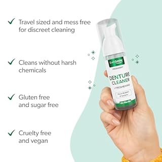 EverSmile FreshDent Denture and Partial Denture Cleaner + Teeth Whitening Spray – Travel Size Alternative to Cleaning Tablets That Eliminates Bacteria and Fights Bad Breath – 50ml + 10ml Pack