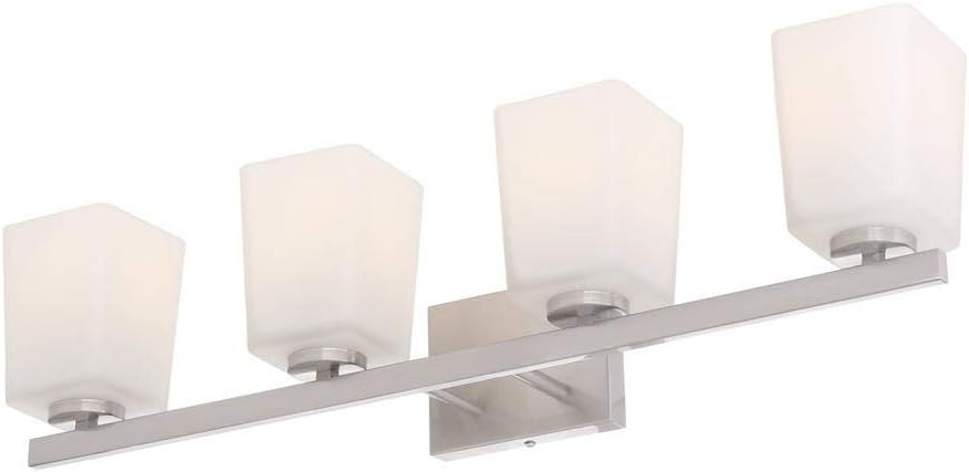 Canarm IVL472A04BN Hartley 4 Light Vanity with Flat Opal Glass, Brushed Nickel
