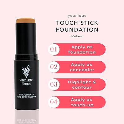 Younique Touch Stick Foundation | Velour | Medium to Full Coverage Makeup & Concealer | Velvet Finish | Infused with Squalane & Safflower Oil | Compact, Travel-Ready Foundation