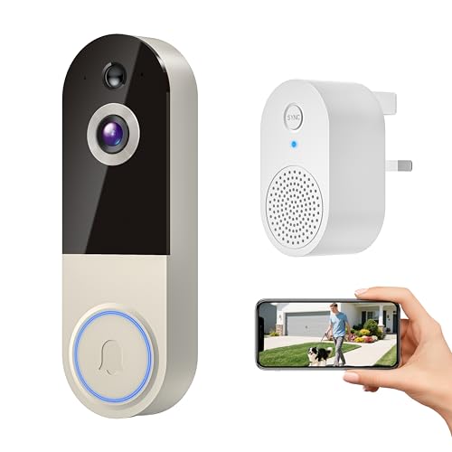 LinkSear Wireless 1080p Video Doorbell with Doorbell Receiver, Smart AI Human Detection, Live View, Night Vision, 2-Way Audio, 2.4G WiFi, Cloud Storage (Sold Separately), Indoor/Outdoor Surveillance