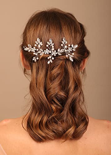 Deniferymakeup Glitzernde Perlen Braut Haarteil Hochzeit Haar Rebe Silber Strass Stirnband für Frauen und Mädchen (Stil 1) Cover