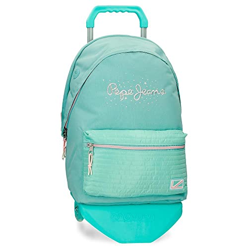 Sac à dos ordinateur portable Pepe Jeans Jane bleu double compartiment 15,6 pouces avec chariot