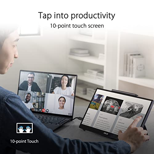 ZenScreen Ink Monitor da Gaming Portatile Touch 14” 1080P FHD (MB16AMT) – Monitor da Viaggio IPS USB-C e HDMI, Touch Screen a 10 Punti, Cavalletto integrato, Monitor Esterno per Laptop e Telefono - Monitor - Immagine 4