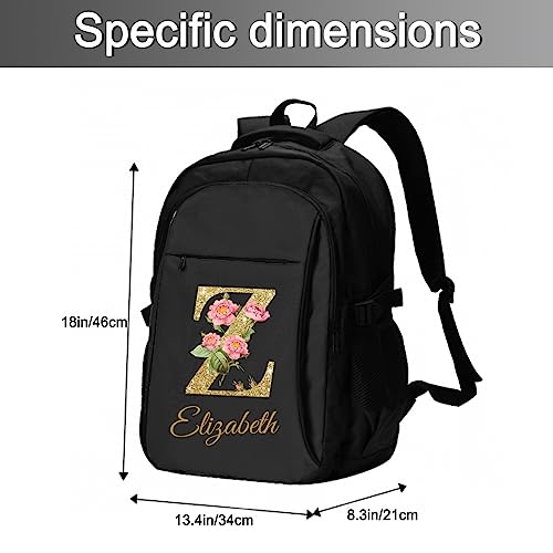 Custom Travel Laptop Backpack Personalized Name bags with Photo Customized Computer USB Bags for Women Men Black2