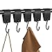Produktbild BELIHOME S Haken Schwarz mit Lederschlaufe, 5 Stück Haken Garderobenhaken Kleiderhaken Metallhaken, Mehrzweckhaken mit Lederschlaufe Campinghaken für Garderobe Kleiderstange Stange Küche Badezimmer