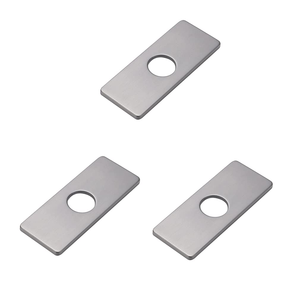 12-Inch Deck Plate Escutcheon – Brushed Stainless Steel Sink Cover Plate – Fits Single Hole Or 3-Hole Kitchen & Bathroom Faucets – Waterproof Seal
