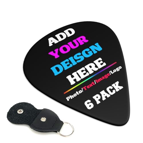 Custom Guitar Picks 6 Packs Personalized Guitars picks Set Design Photo Logo Text Name Electric Bas Ukulele Accessories Memorial Gift for Men Women 0.71mm