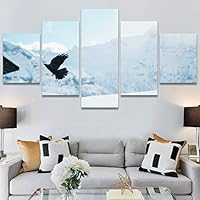 SIGNWIN 5 Panel Canvas Wall Art Birds Closeup Multicolor Photography Realism Relax/Calm Romantics for Home Decorations Ready to Hang - 60