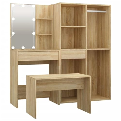 Kangmusi 3114101 - Juego de tocador con LED de roble Sonoma