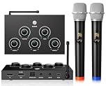 Wireless Karaoke Microphone System, Microphone Mixer Dual Handheld Wireless Microphones, HDMI & AUX in/Out, Optical Out, 100ft Range, Karaoke Mic for TV, Speakers, Singing, Church & Wedding