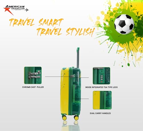 Image of AMERICAN TRAVELLER GlideSport Trolley Bags | TSA Type Lock | Durable Hard Shell, 360 Disk Wheels, TSA Type Lock, Heavy-Duty Lining, Football Splash