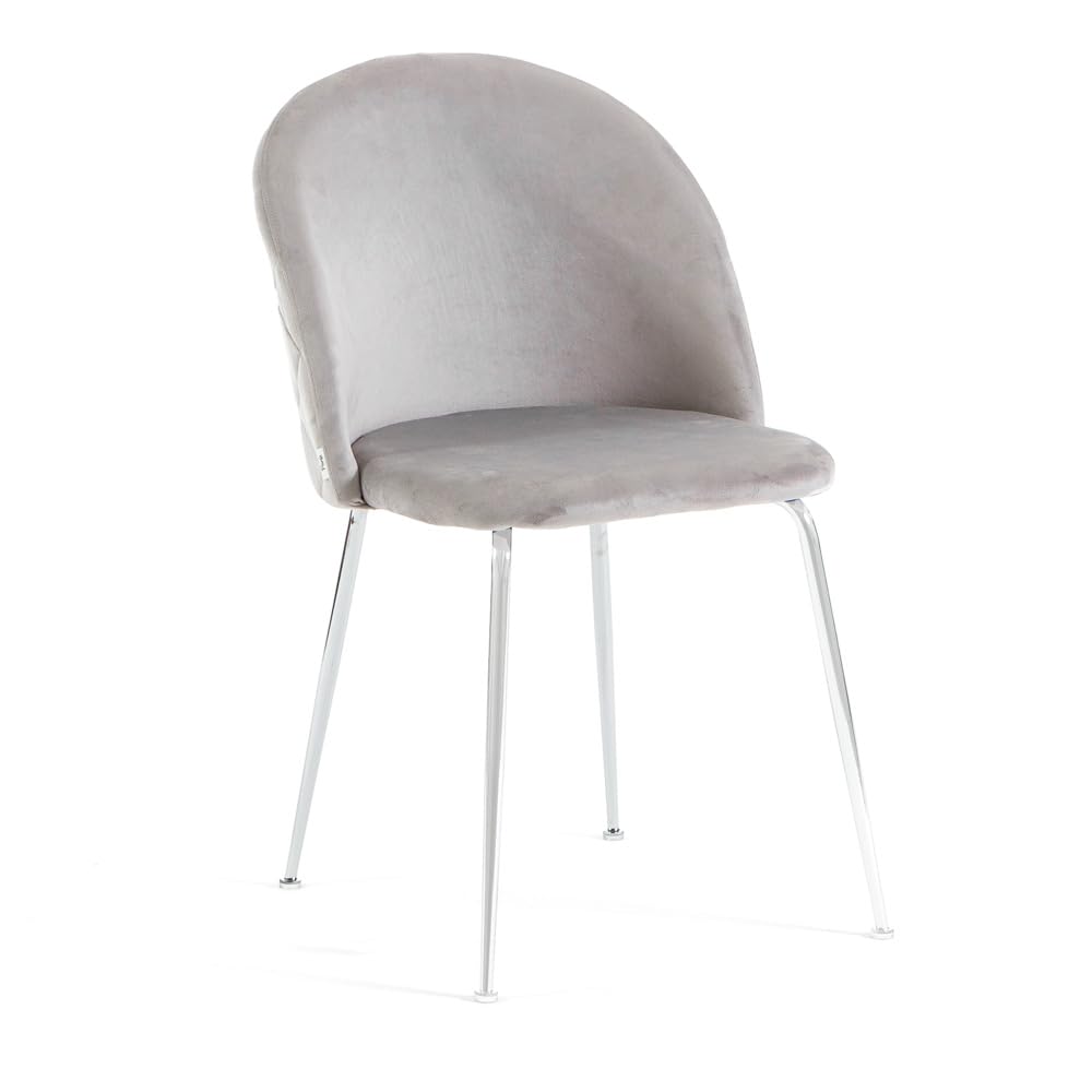 SIEDITI FUORI E DENTRO Sillas Sara acolchadas de terciopelo o teddy para cocina o comedor con patas de metal (Tela de terciopelo gris claro - Patas plateadas, 2)