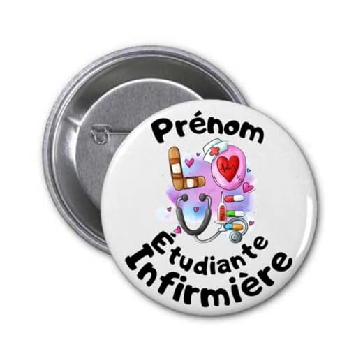 Badge broche étudiante infirmière personnalisé