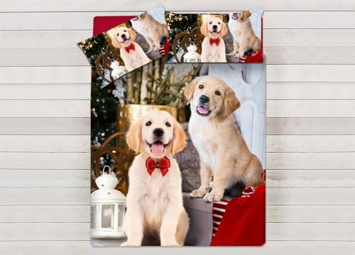CapitanCasa Saco nórdico cama 100% algodón Sueños Dorados Perros Individual Perros