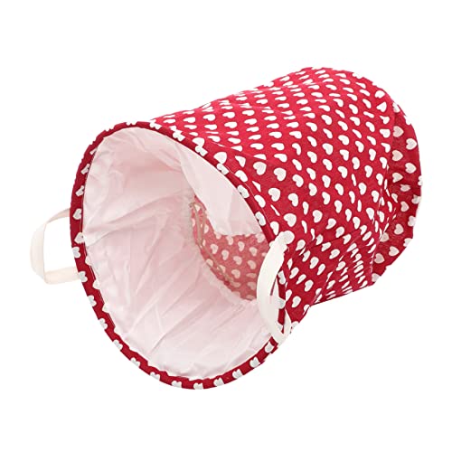 TOPBATHY Cesto Porta Portatile Portabiancheria Pieghevole Cestini Intrecciati Cesto Della Biancheria Alto Sacco Della Biancheria Cubo Borsa Bidone Perline Coperchio Rosso Cotone