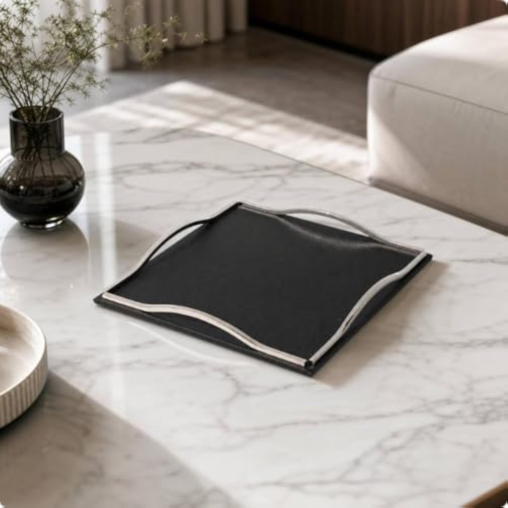 Sculptural Square Decorative Storage Tray