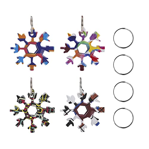 Lot de 4 outils multifonctions 18 en 1 en forme de flocon de neige en acier inoxydable - Outil multifonction - Durable et portable