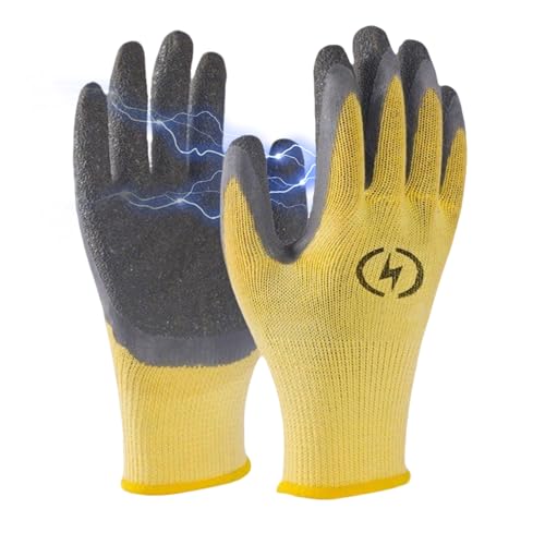 Qiblaou Guantes Aislantes Desgarro Guantes Trabajo 2 Piezas Antideslizante y Antipinchazos Guantes Latex 400v, Adecuado para Trabajadores de la Construcción, Jardineros, Mecánicos