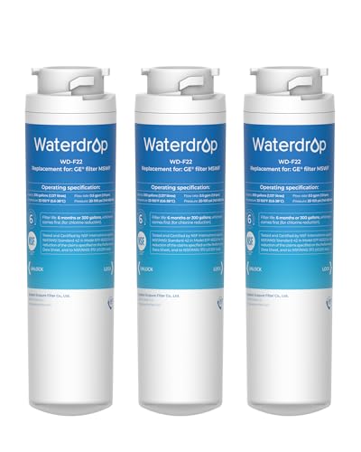 Waterdrop MSWF Refrigerator Water Filter, Replacement for GE® MSWF, 101820A, 101821B, RWF1500A, NSF 42&372 Certified, Pack of 3
