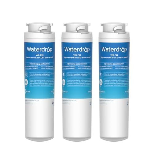 Waterdrop MSWF Refrigerator Water Filter, Replacement for GE® MSWF, 101820A, 101821B, RWF1500A, NSF 42&372 Certified, Pack of 3