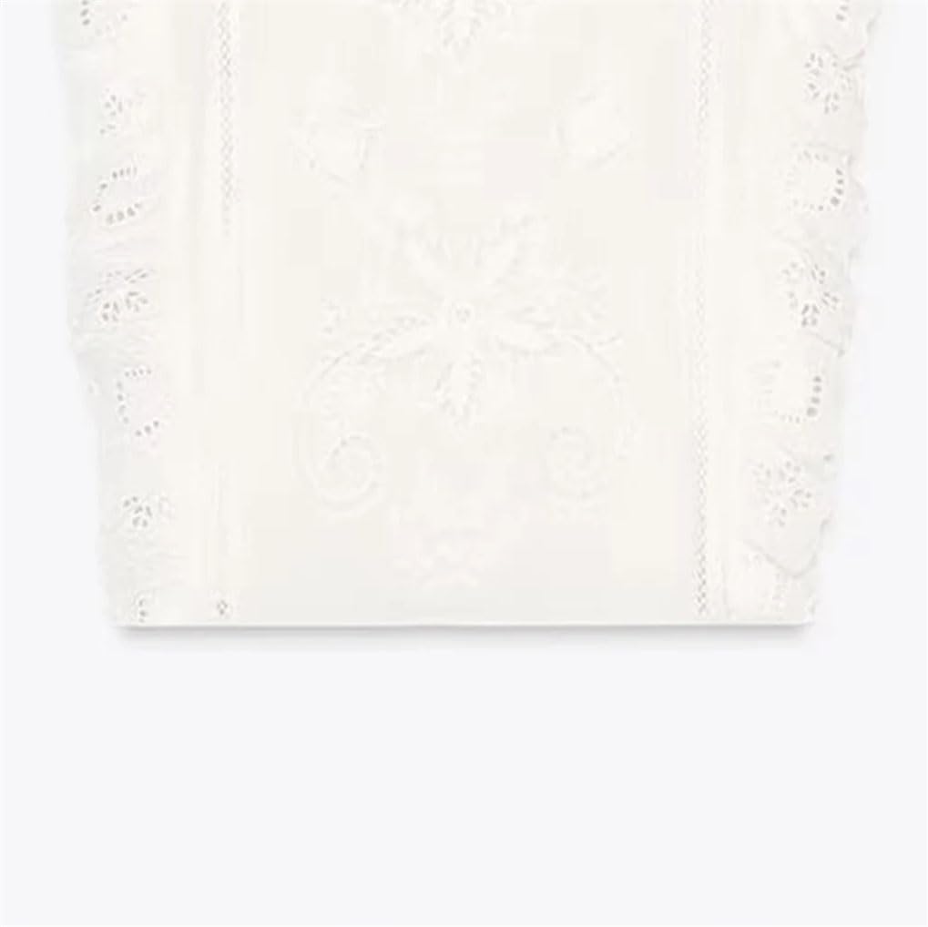 Women's Embroidered Hollow Round Neck Sleeveless T-Shirt