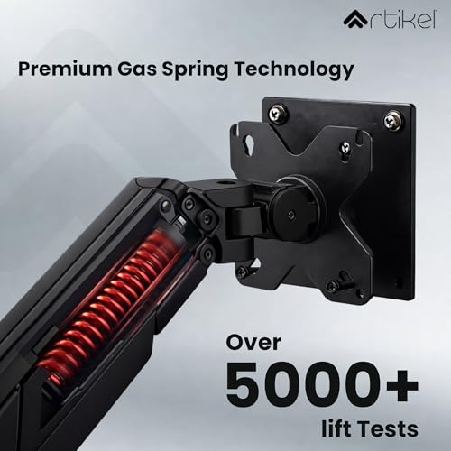 Image of ARTIKEL Armour Monitor Stand for Desk Mount Adjustable Spring Assisted Single vesa Monitor arm for Table with Full Motion arm with C Clamp Grommet Mounting Base Computer Monitor Stand Upto 40 inches