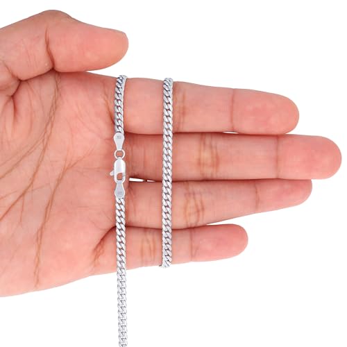 Nuragold 10K Real White Gold Solid Miami Cuban Link 3.5mm Chain Necklace (16"-30") Italian Jewelry for Men & Women4