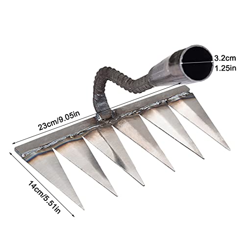 Metal Hand Rakes Metal Dethatching Rake Carbon Steel Hand Rake Metal Bow Rake Head Gravel Acreage Root Rake Gardening Hand Tools For Dethatching Weeding Cultivating, 15X14X28Cm #TOP6