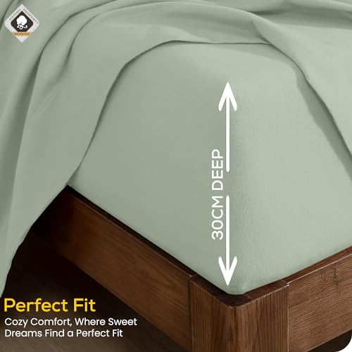 Cotton Comfort Bedding 100% Brushed Cotton Flannelette Fitted Sheet Single, Extra Soft Warm Winter Bed Sheet - Image 3