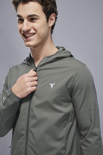 Image of TECHNOSPORT Men's Regular Fit Jacket with Zip Pockets, TS FLEXI Lightweight Windproof Quick Dry Full Sleeve Jacket for Gym Running and Travel