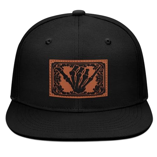 Gothic Style Skull Hat Funny Skeleton Hands Adjustable Leather Snapback Hats for Men Women