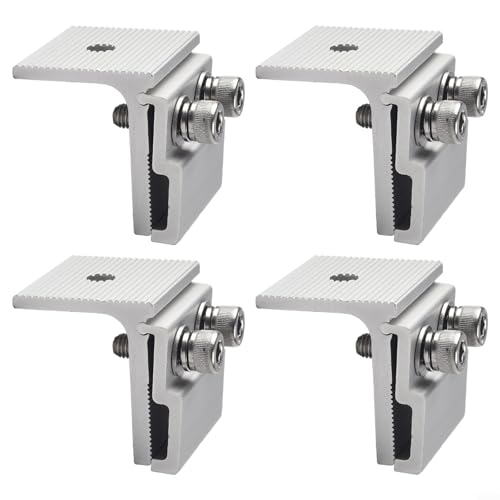 snowchecking Lot de 4 supports de montage pour panneau solaire, pinces réglables pour panneau solaire, pinces de fixation sur pied, accessoires pour système solaire, matériau en alliage d'aluminium