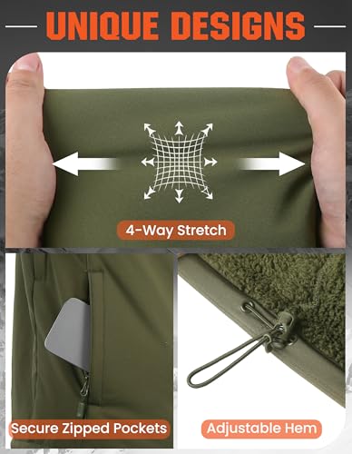 DURAWERK Mens Tactical Jacket Fleece Softshell Water Resistant Jackets for Men Hooded Windbreaker Military Hiking Jacket4