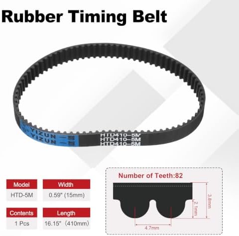 HiPicco HTD 5M Timing Belts, 410mm Pitch Length x 15mm Width x 3.8mm Height