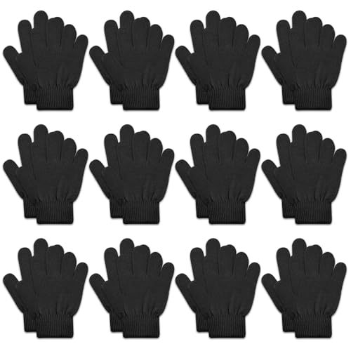 Image of ONESING 12 Pairs Kids Gloves - Warm Knitted Winter Gloves Bulk for Girls Boys | Children Gloves Designed for Cold Weather