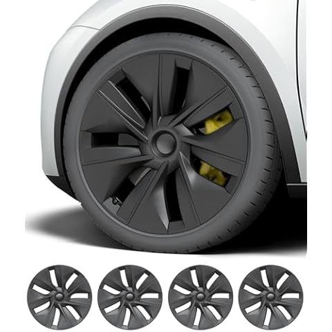 POSWIS 19 inch Wheel Cover for Tesla Model Y 2019-2024 with 4 Center Logo Caps Original Rims Wheel Covers Replacement Accessories Hubcaps Compatible with Tesla Model Y 19 inch(4 Pack) Cover