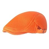 Lifup Unisex Mesh Newsboy Hat Breathable Summer Flat Cap Adjustable Gatsby Ivy Golf Cabbie Hat Orang