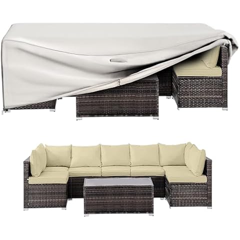MR. COVER Patio Table Covers for Outdoor Furniture, Patio Furniture Covers Waterproof Heavy Duty, 115L x 76W x 30HInches, Rip-Resistant and UV-Protection, Neutral Beige Cover