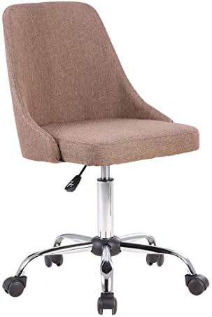 Porthos Home Roache Task Chair with Adjustable Height, 360° Swivel and 5-Claw Metal Base with Roller Caster Wheels (Hemp Fabric Upholstery, for Home and Office Uses), One Size, Brown