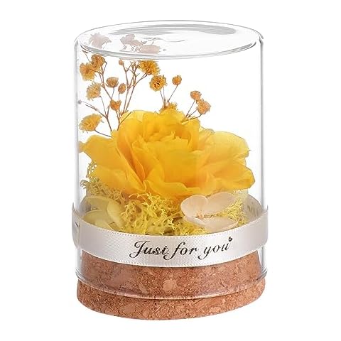 Yardwe Everlasting Artificial Bouquet in Glass Dome Cover